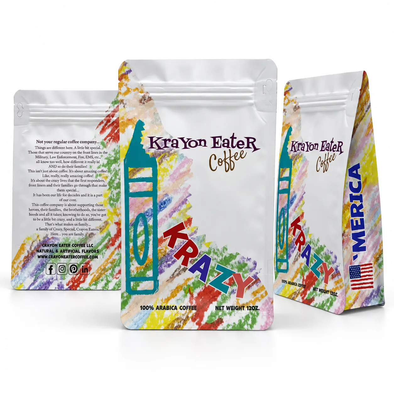 Custom Full Color Printed Stand Up Coffee Pouches 12oz-min