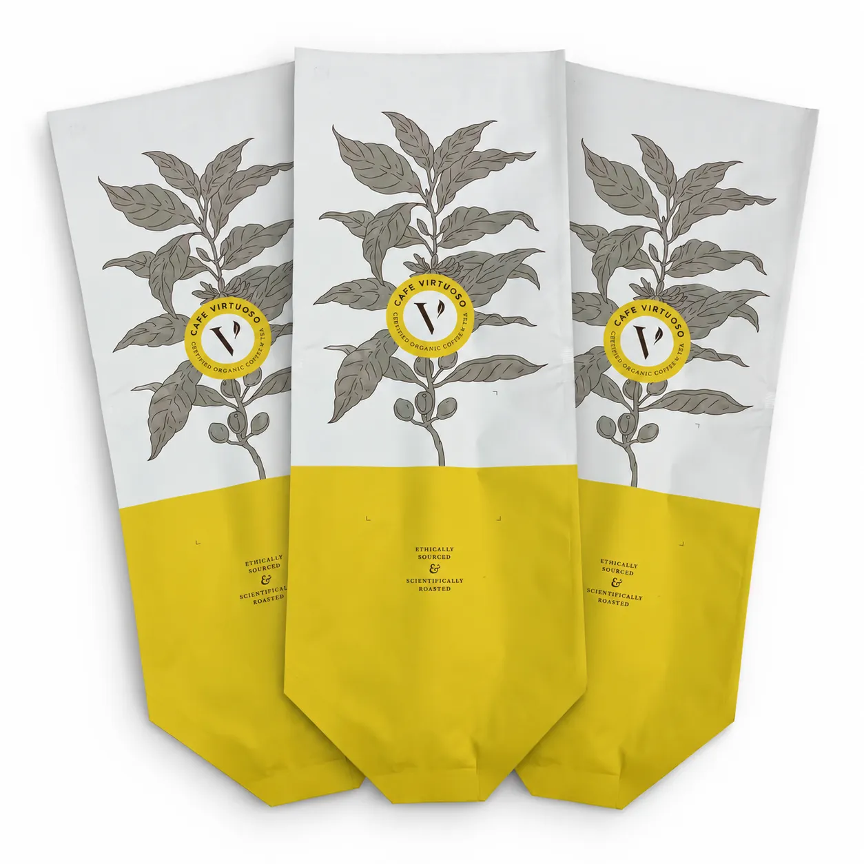Custom Two-Tone Flat Bottom Coffee Bags Wholesale-min
