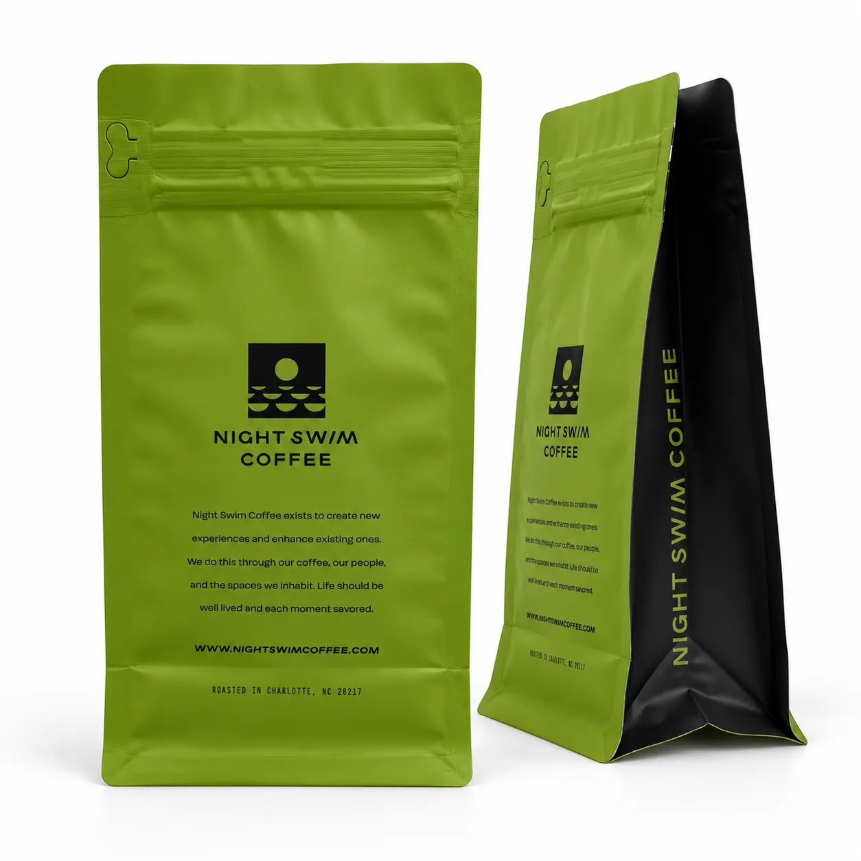 Custom Two-Tone Flat Bottom Coffee Bags with Zipper-min