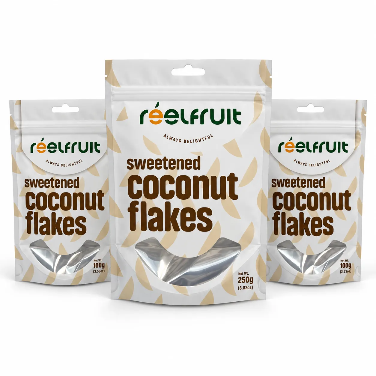 Custom Coconut Flakes Packaging Pouches with Clear Window