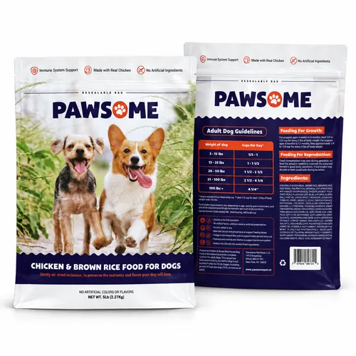 Custom Dog Food Stand-Up Pouches with Resealable Zipper
