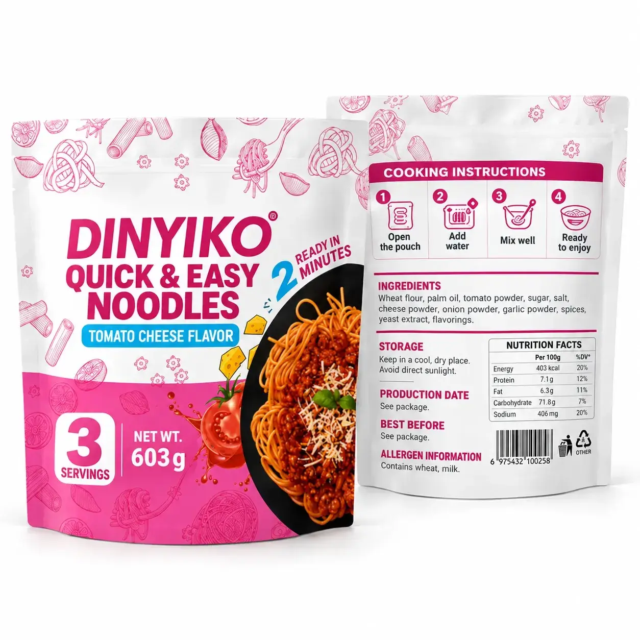 Custom Microwaveable Food Pouches for Instant Noodles