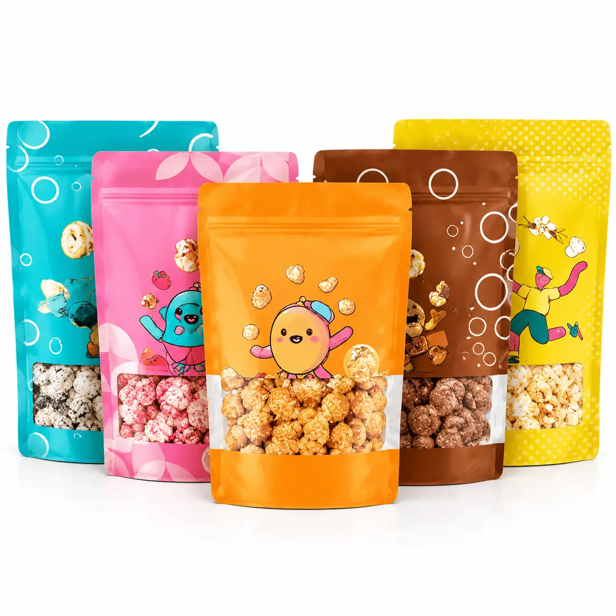 Custom Popcorn Packaging Bags with Clear Window