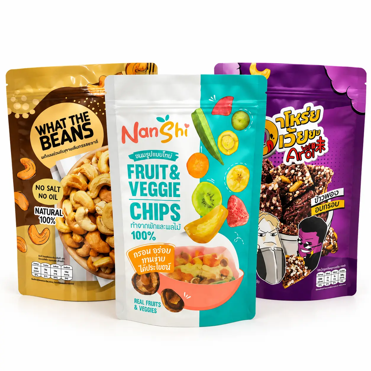 Custom Printed Snack Packaging Pouches for Nuts and Fruit Chips-min