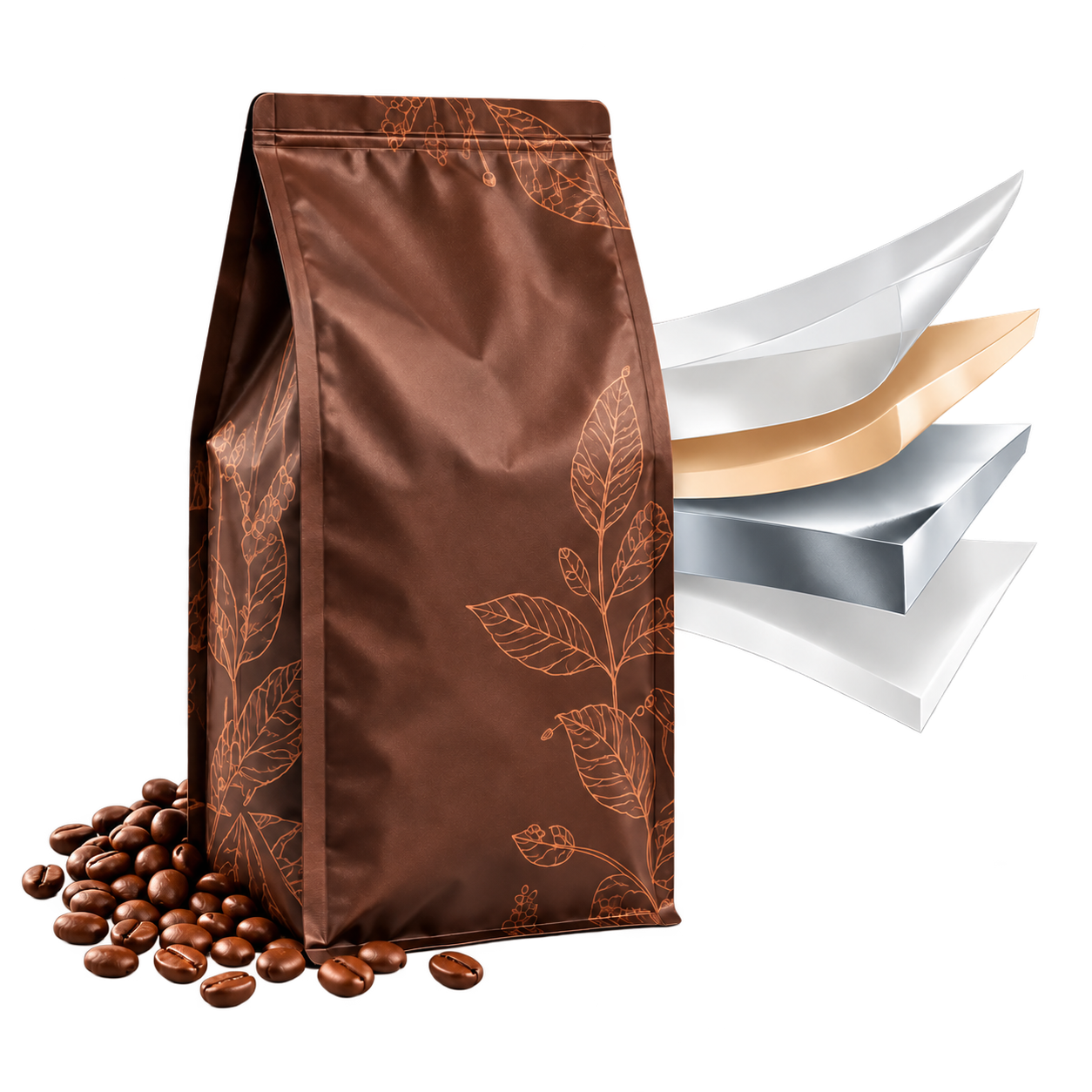 Custom side gusset coffee bag with multi-layer barrier structure