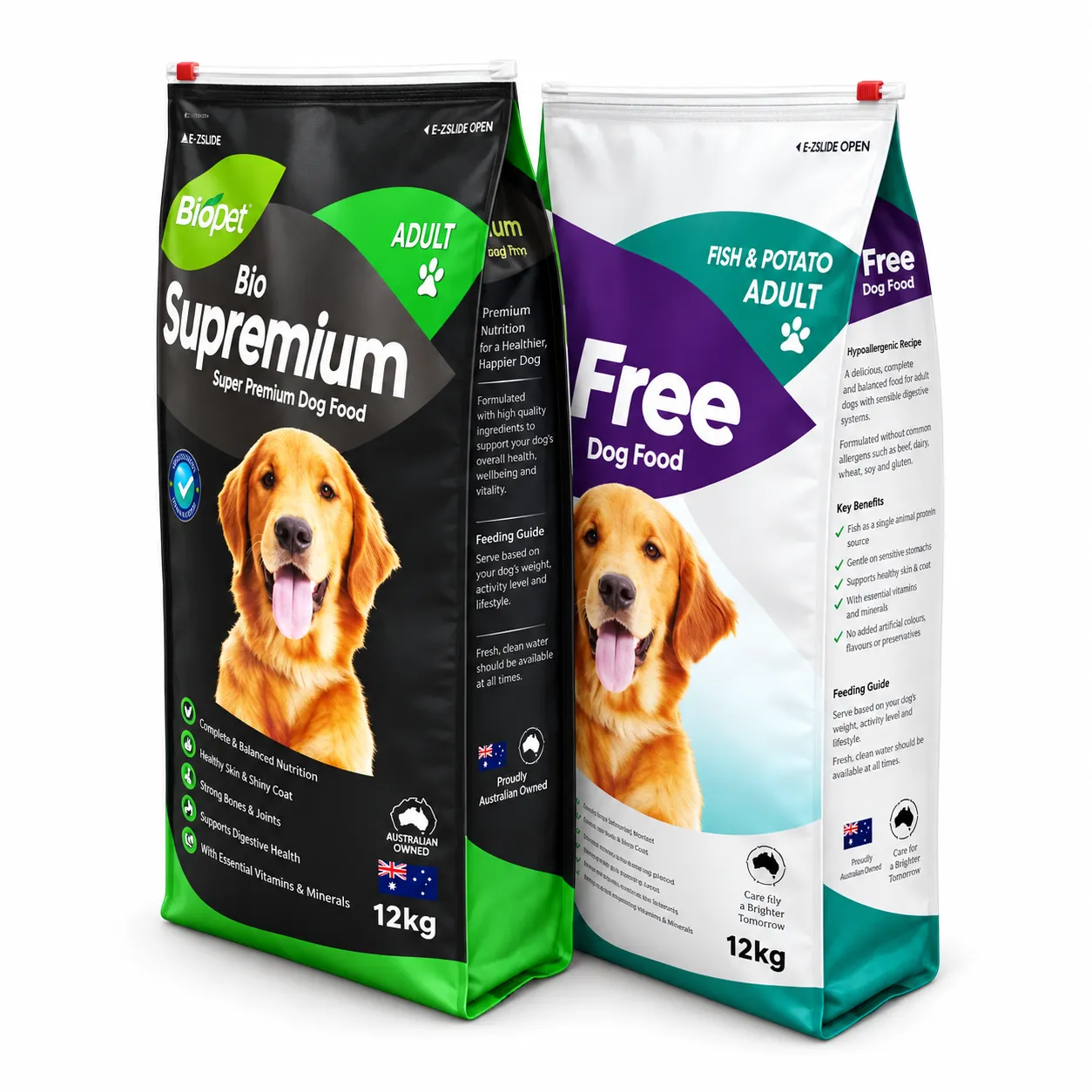 Side gusset pet food bags