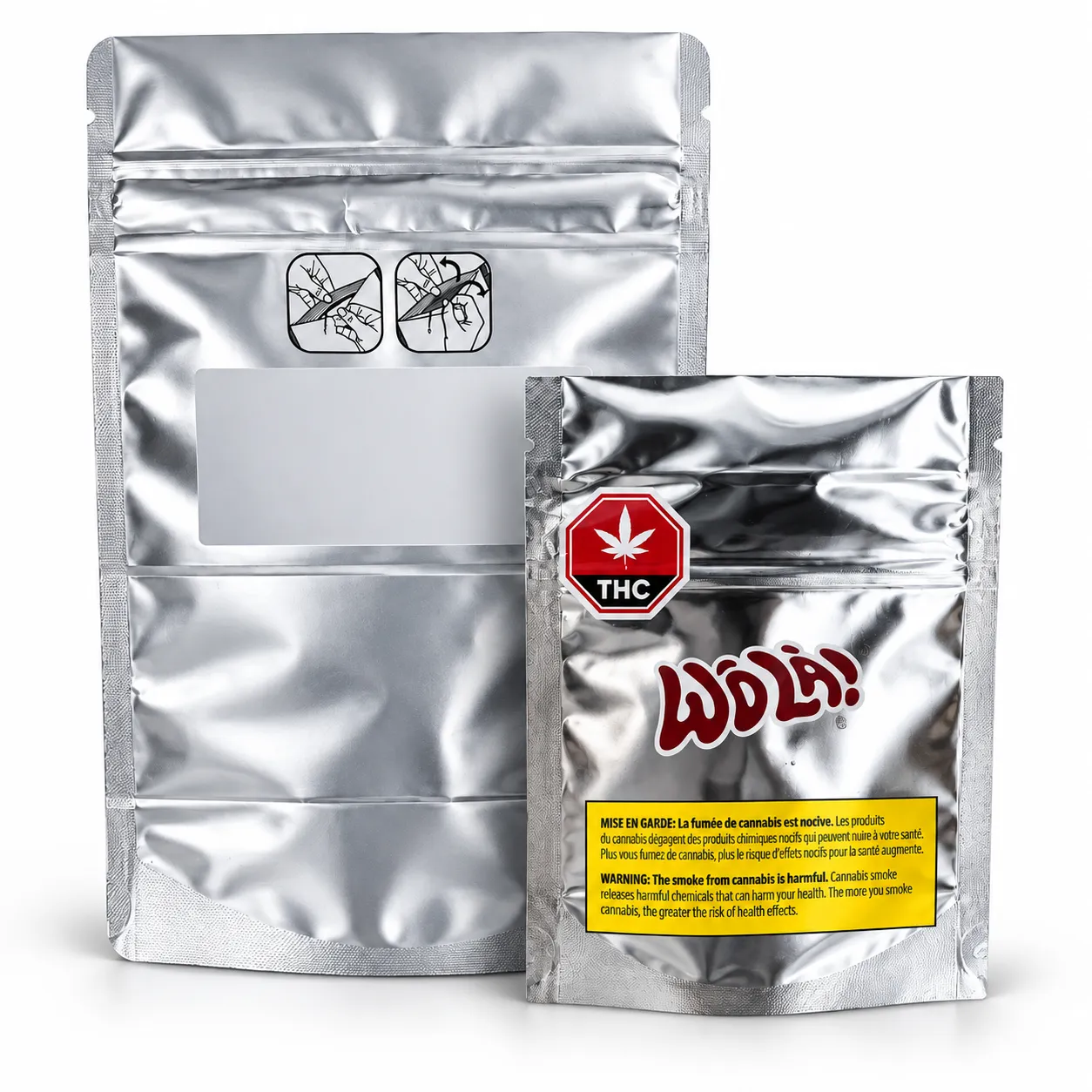 Custom Silver Foil Stand-Up Pouches