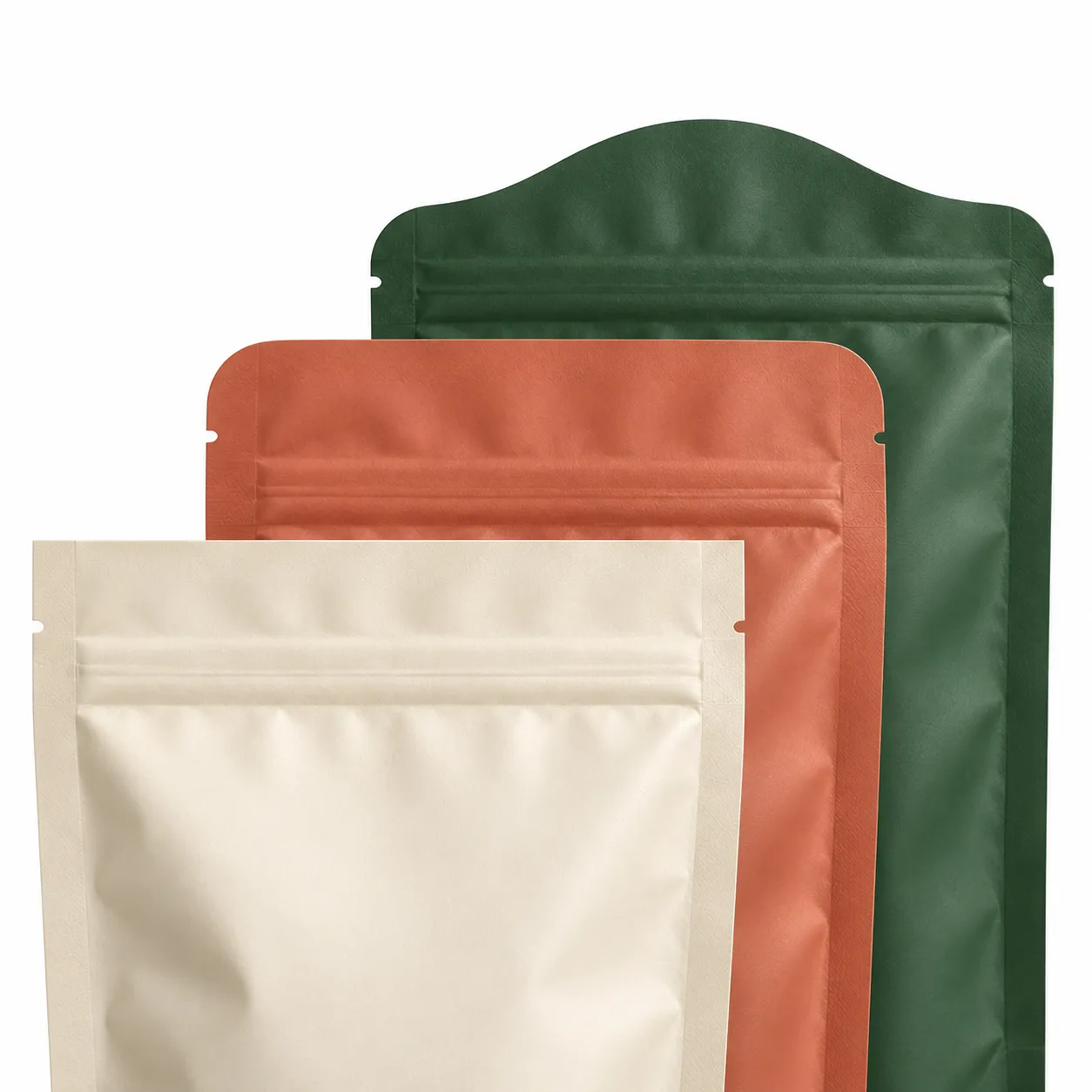 Custom flat bottom bags with different top seal styles